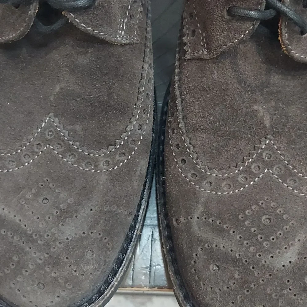 Aquatalia Greyish Brown Suede Derby Oxfords Shoes Sz 8.5